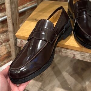 Express Men's Rich Brown Leather Slip-Ons RN 55285 ID 6602